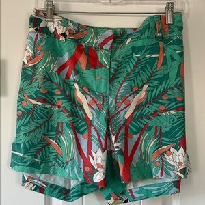 Talbots Green and Red Tropical Print Women Shorts